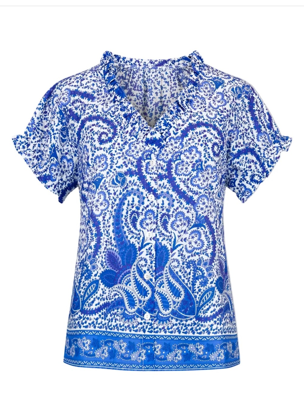 NWT La Plage Capri Top Effervescent Paisley Cotton Size M